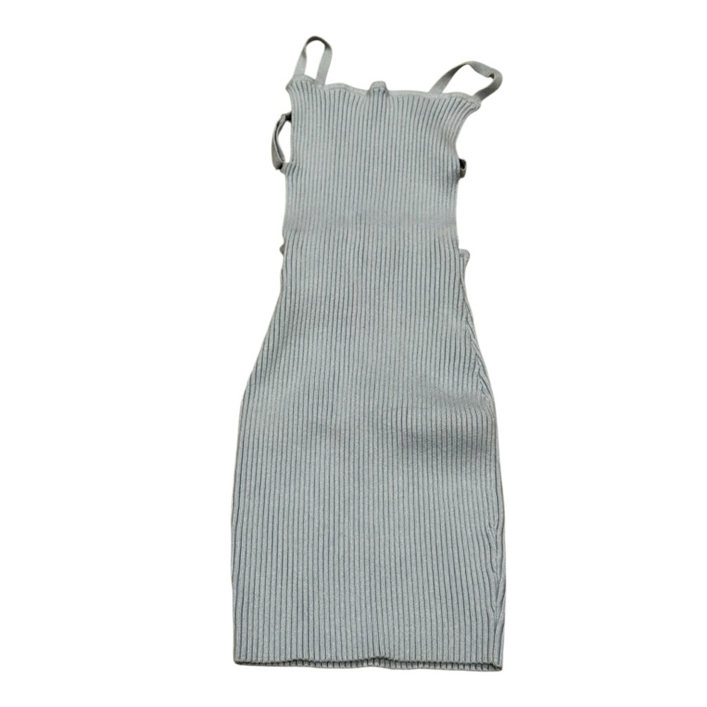 Fashion Nova Light Blue Ribbed Backless Dress